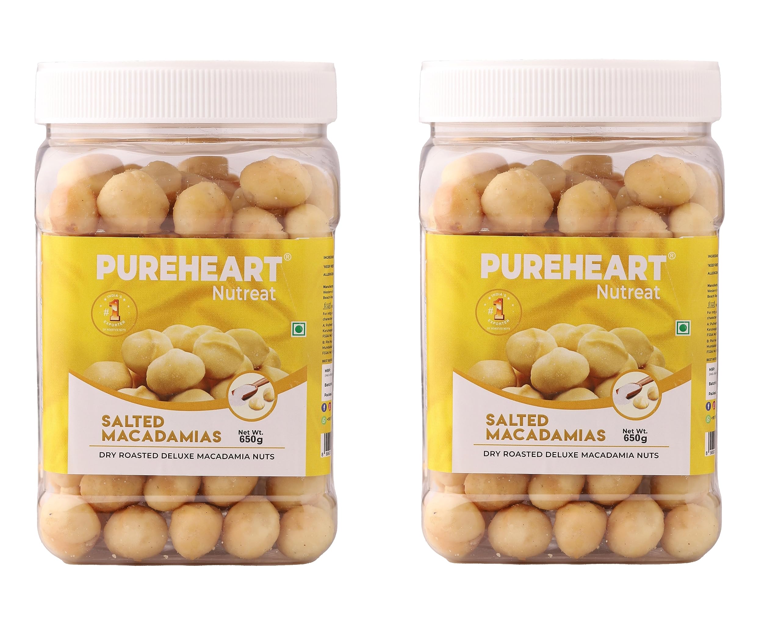 Pureheart Salted Macadamia (650 gm, Pack of 2) Premium Roasted Australian Macadamia Nuts, Rich in Antioxidants - Whole, Exotic, and Crunchy Dry Fruits, Ideal Snacks, No Additives - Reusable Jar (B0CDQ62ZZ5) Amazon Price History, Amazon Price Tracker