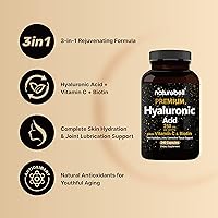 Vista 3 de NatureBell Paquete de 2 Suplementos de Ácido Hialurónico a Base de Plantas de 250mg con 25mg de Vitamina C y Biotina de 5000mcg, 480 Cápsulas