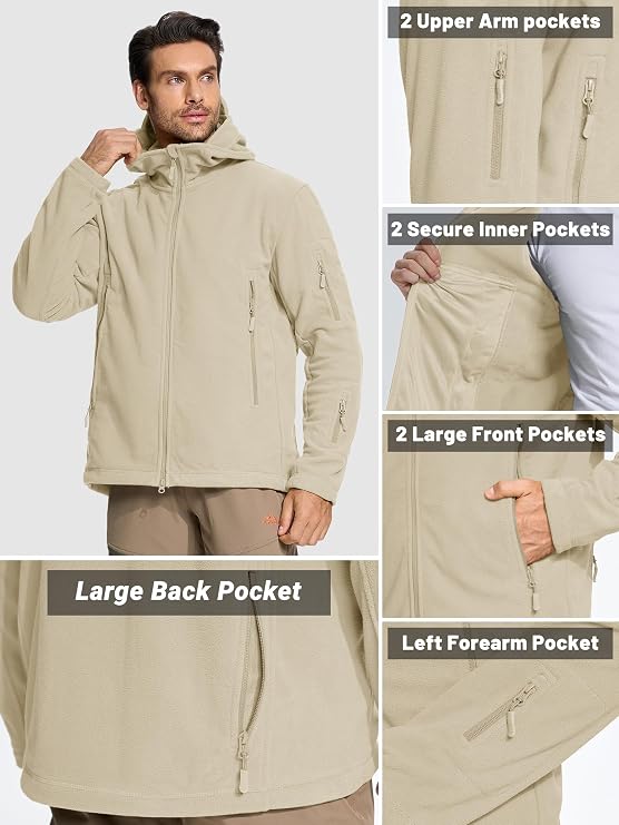 TACVASEN Windproof Men's Fleece Jacket Full Zip Work Tactical Military Hoodies