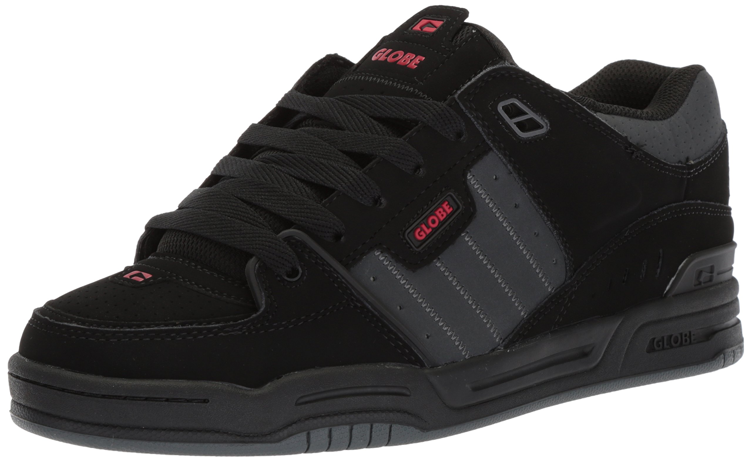 Globe Men's Fusion Shoe, Black/Dark Shadow/Red, 5 M US
