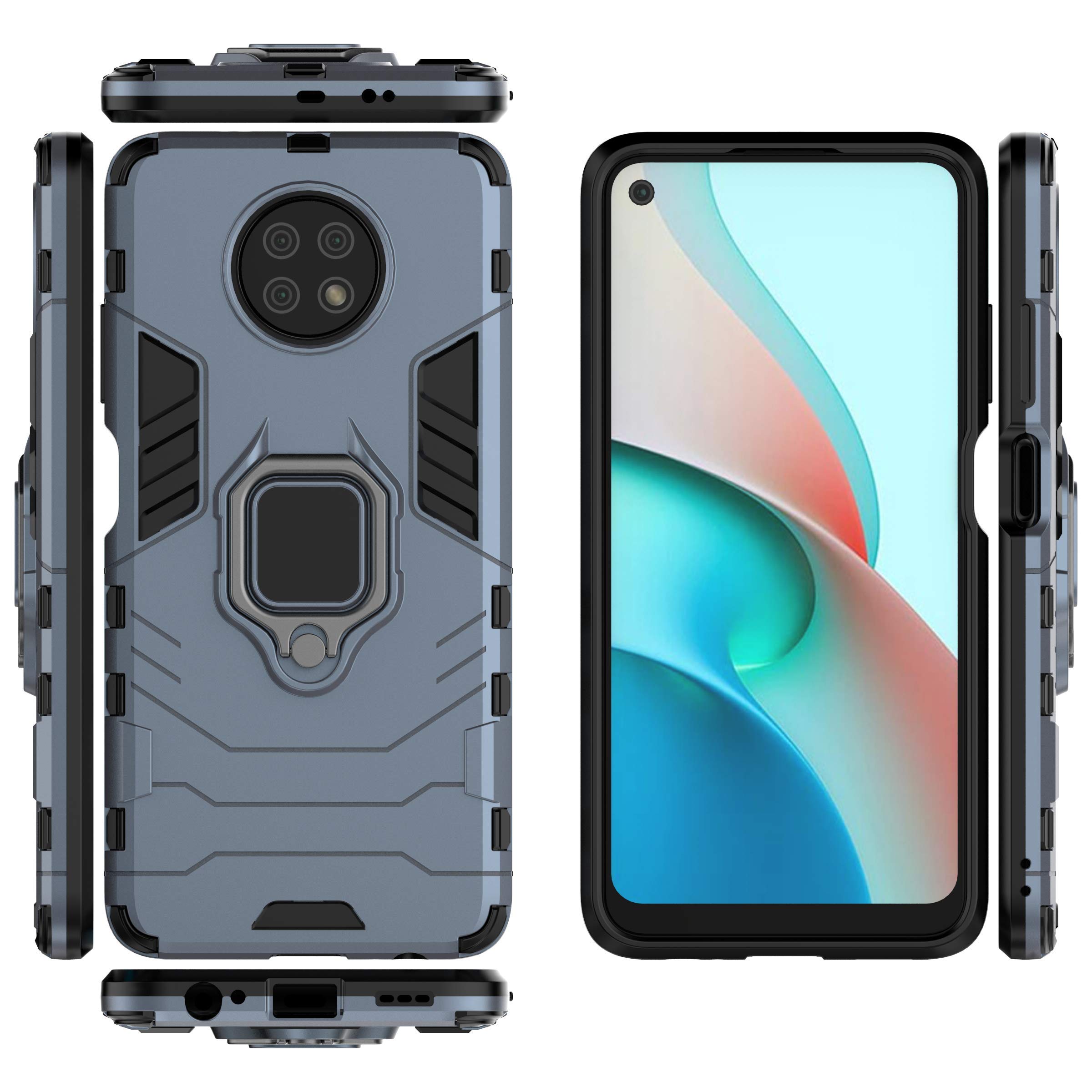 Saldi Cover Bakeey per Xiaomi Redmi Note 10 / Xiaomi Redmi Note 10S Armour Shockproof Magnetica con supporto ad anello rotante a 360 gradi Supporto per PC Custodia protettiva Non originale