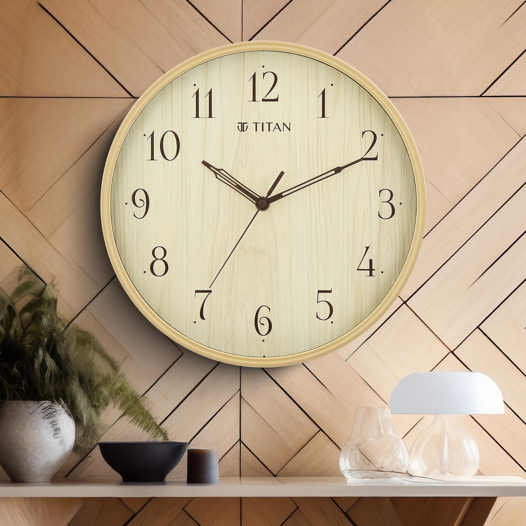 Buy Titan Woodgrain Whispers - Light Brown Contemporary Wall Clock