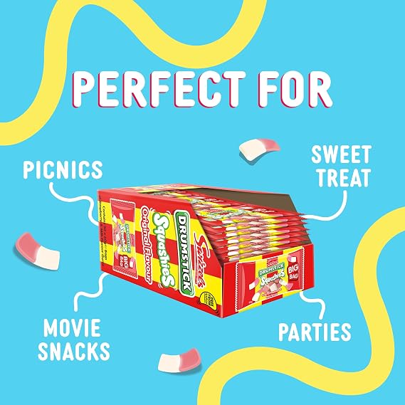 Swizzels Original Drumstick Squashie Big Bag Sweets, Raspberry and Milk Flavour- Sweets Multipack Box (30 x 60g)