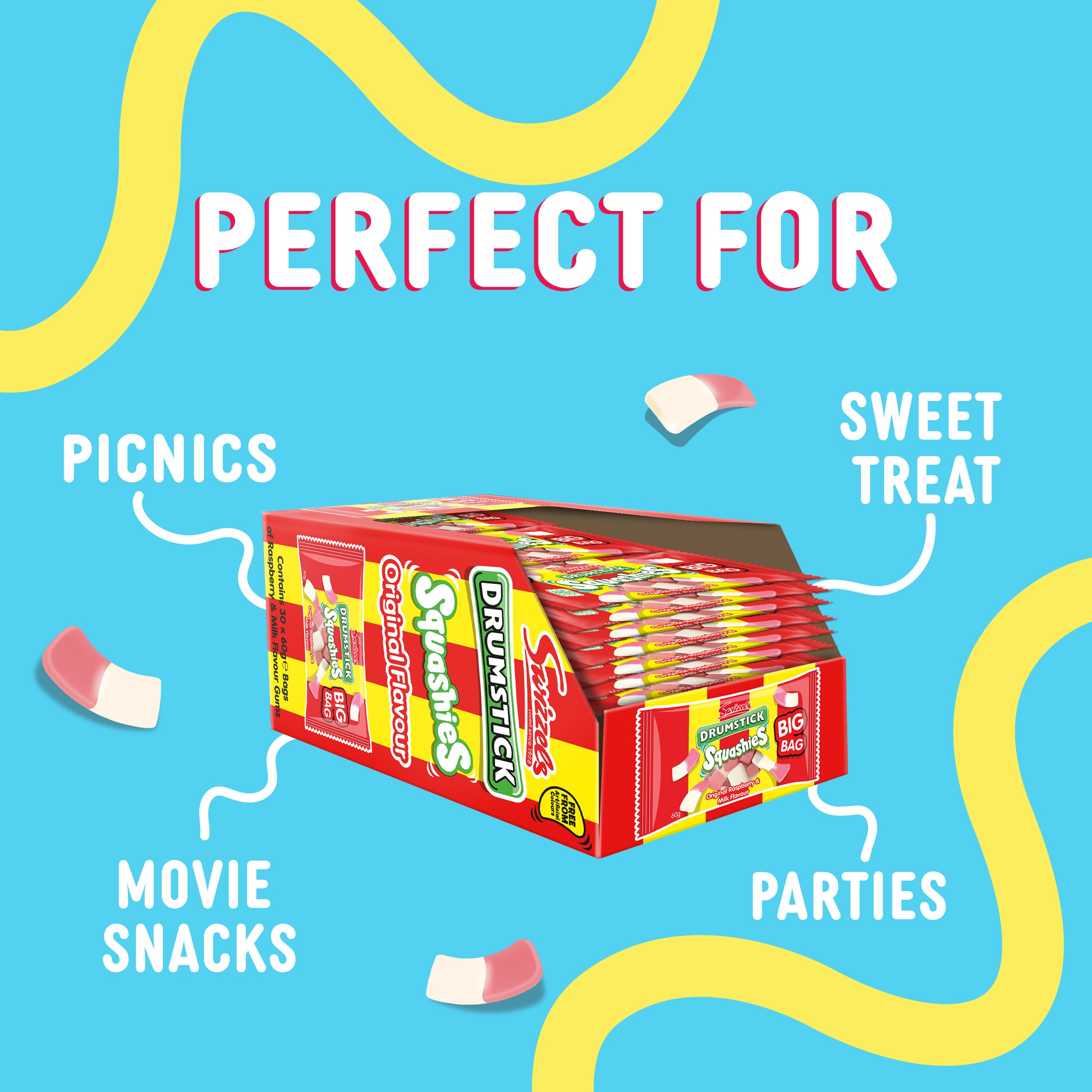 Swizzels Baquetas Squashies Original Bolsa 30x 60g Bolsas