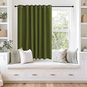 NICETOWN Blackout Curtains 63 inches Long for Living Room Bedroom, Grommet Thermal Insulated Room Divider Drape Window Treatment for Sliding Patio Door, W100 x L63, 1 Panel, Olive Green