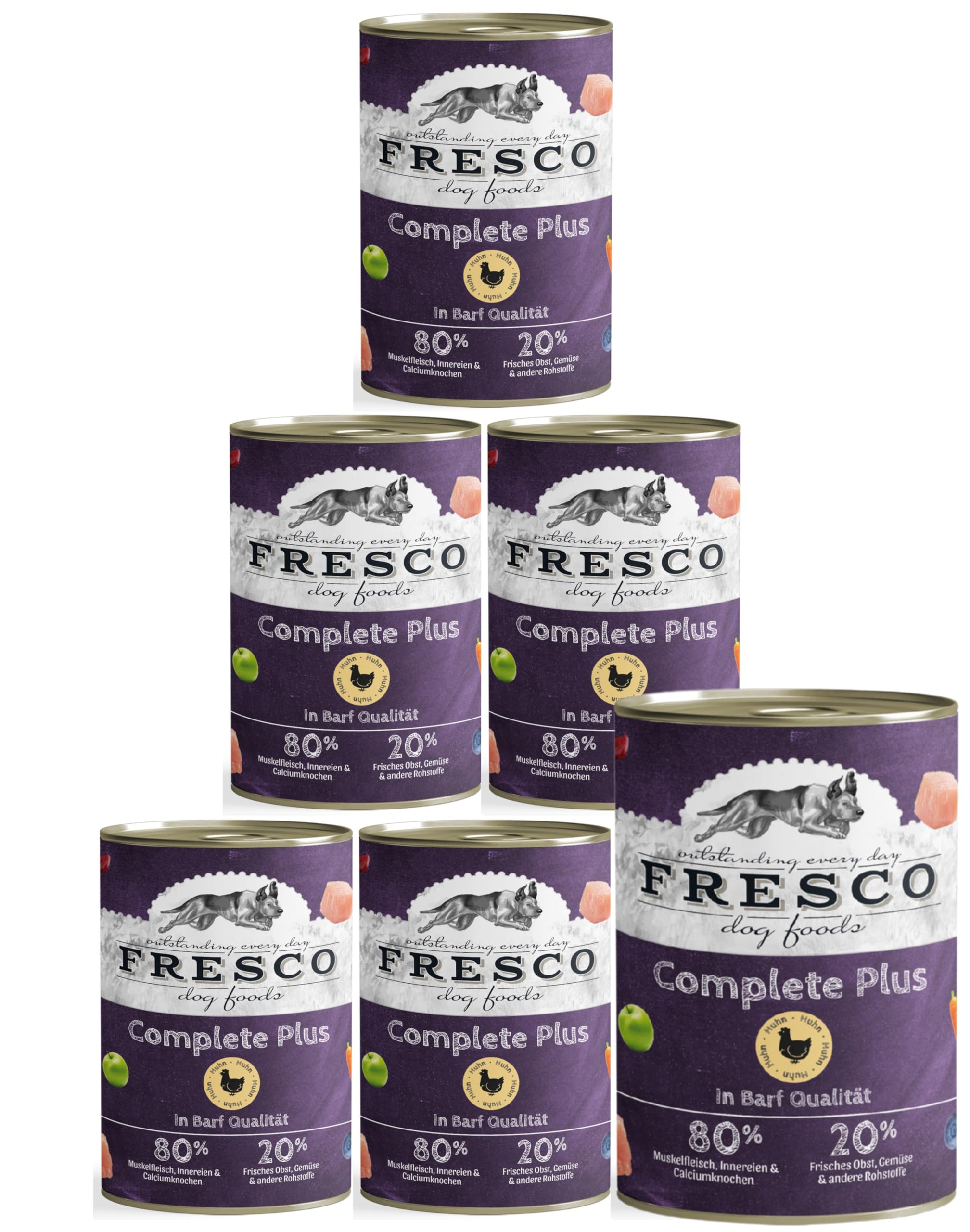 FRESCO Dog NassBarf Huhn 6 x 800g | Hundefutter Nass getreidefrei | Mono-Protein & 80% Frischfleisch | Nassfutter für Hunde ohne künstliche Zusätze | Aus Deutschland