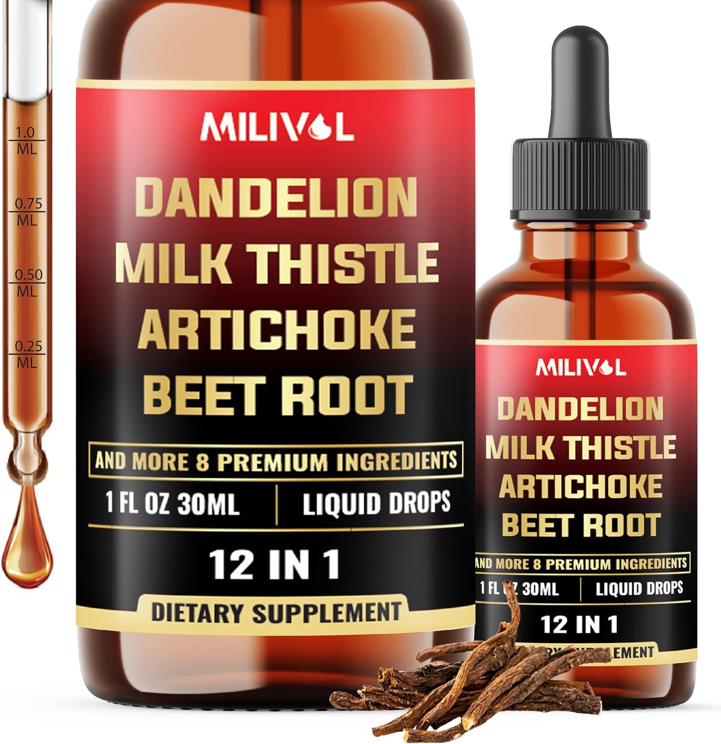 12in1 Dandelion Root Liquid Extract with Milk Thistle, Artichoke Extract, Turmeric, Beet Root, N-Acetyl Cysteine and 6 More Herbals – 1 Fl Oz – 60 Days Supply 12in1 Dandelion Root Liquid Extract with Milk Thistle, Artichoke Extract, Turmeric, Beet Root, N-Acetyl Cysteine and 6 More Herbals – 1 Fl Oz – 60 Days Supply