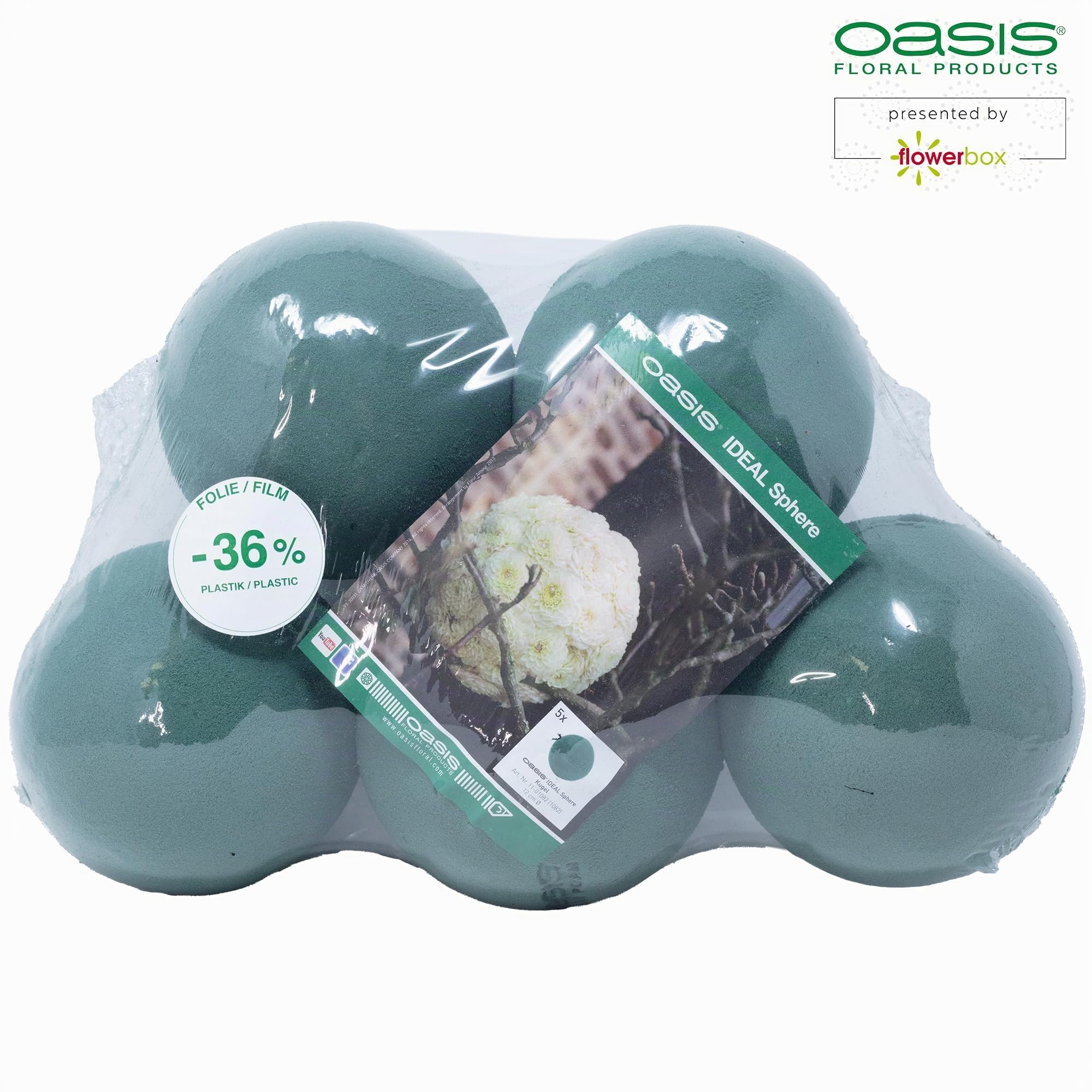 Flowerbox Oasis Steckschaum IDEAL Kugel Ø12cm Steckmasse Steckschwamm - 5 Stück