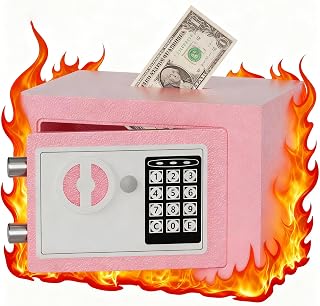 Grimtron Small Safe - (0.80 cu. ft.) Mini Money Box with Combination Lock for Kids, Medicine Box for Grandmother, Phone & PSP Safe Box for Improved Self-Control (Coin-operated(Pink))