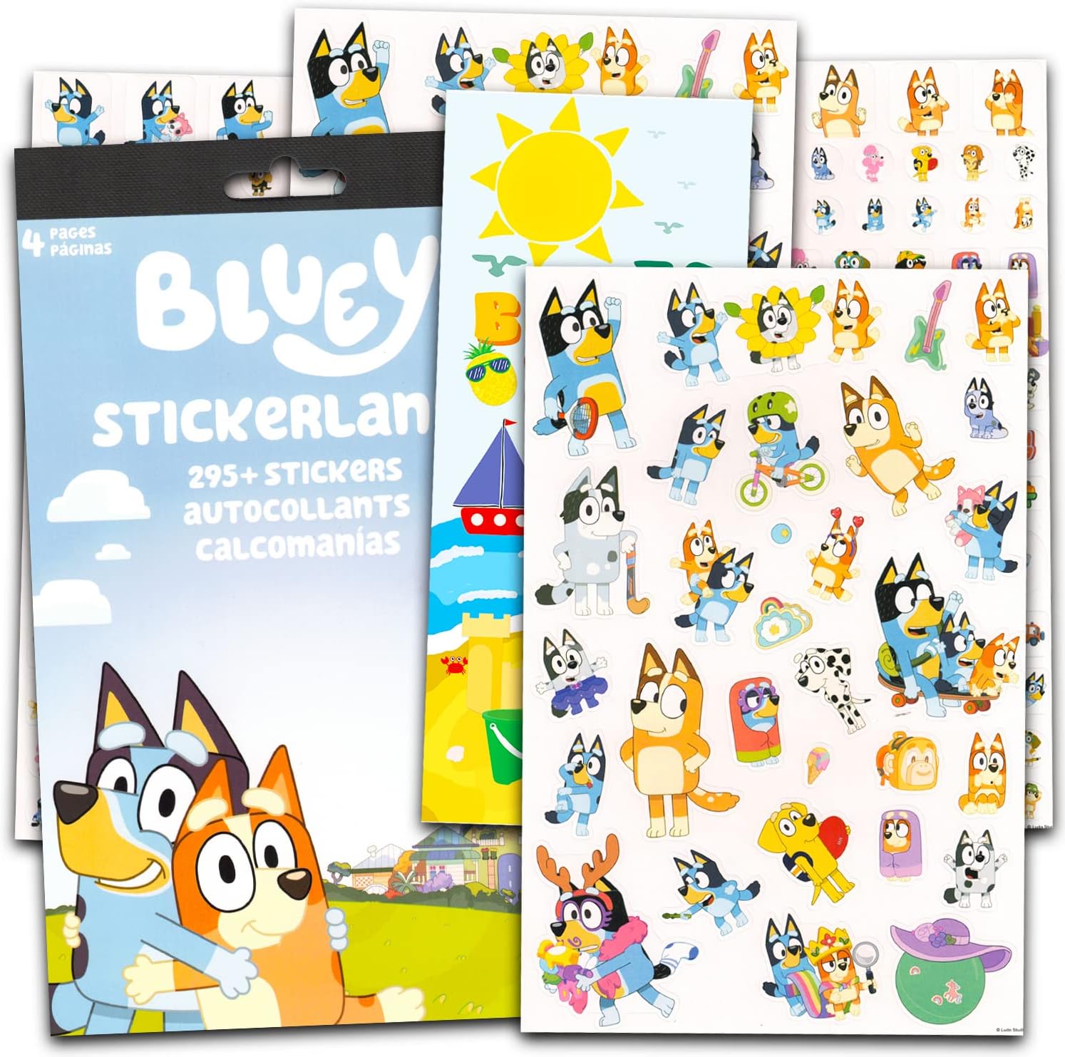 Bluey Potty Training Stickers Bundle - Over 295 Bluey Reward Stickers for Toddlers Plus Beach Kids Door Hanger | Bluey Stickers Party Favors