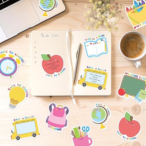 Miniatura 10 de Xqumoi 600 piezas de notas adhesivas para el regreso a la escuela, regla, libro, paleta de pizarra en forma de búho, almohadilla de notas