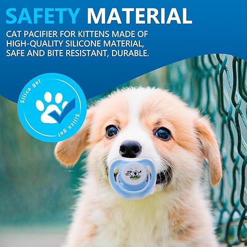 Miniatura 3 de Kitten Pacifier Set, 4Pcs Cute Safe Silicone Puppy Pacifier with Dust Cover, Soothing Teething Chew Toys for Pets
