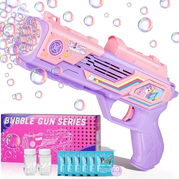 Unicorn-Bubble GunUnicorn Toys for Girls Age 4-6, Outdoor Toys for Kids Ages 4-8, 3+ Year Old Girl Gifts, Easter, Summer, Wedding, Party Favors, Halloween, Birthday Gifts