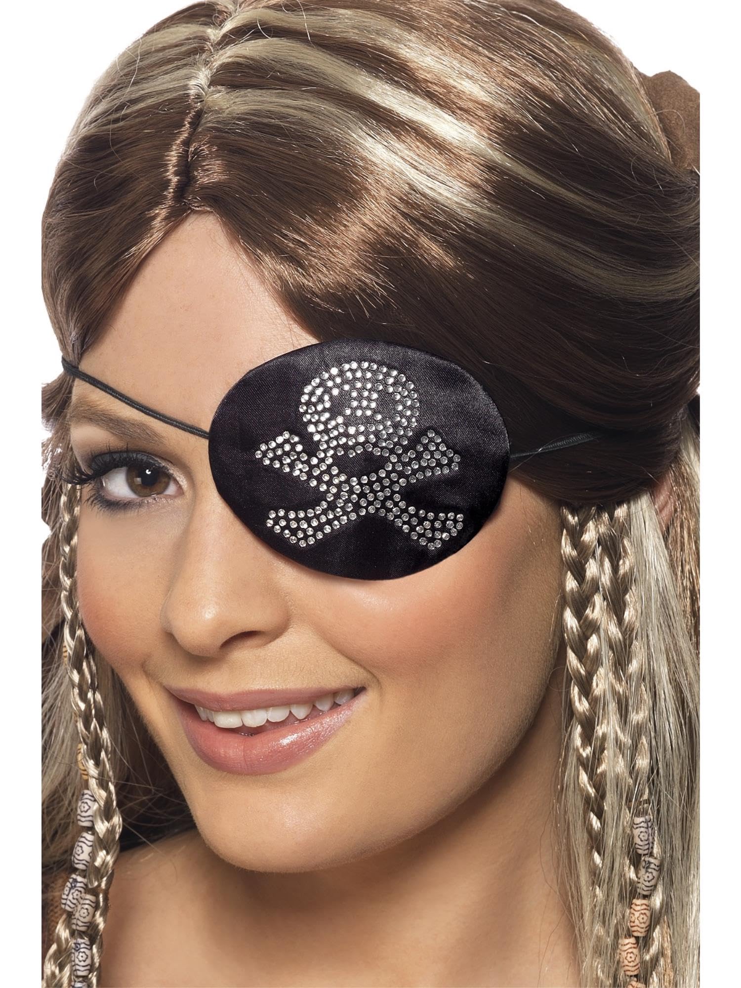 Pirates Eyepatch, Black and Silver, Diamante : Amazon.co.uk