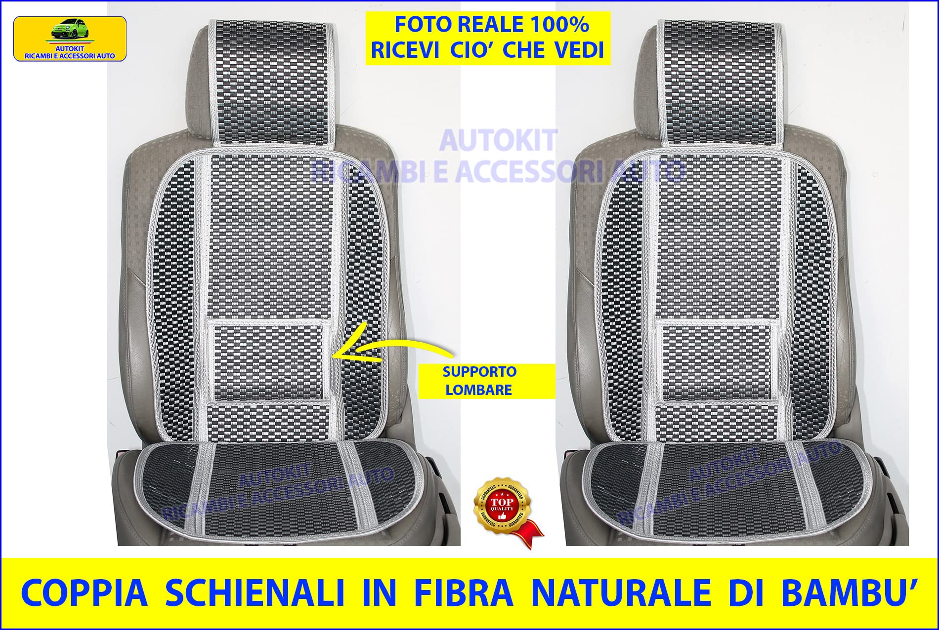 Generico Schienale auto estivo Coprisedile Fresco Universale Coppia 2 per Sedile auto ventilato in fibra naturale di Bambu' LX15117