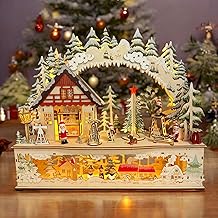 Wichtelstube-Kollektion XL LED Candle Arch, Gnome Workshop, Light Arch, Christmas, Real Wood, Painted on Both Swag Arch with Pedestal