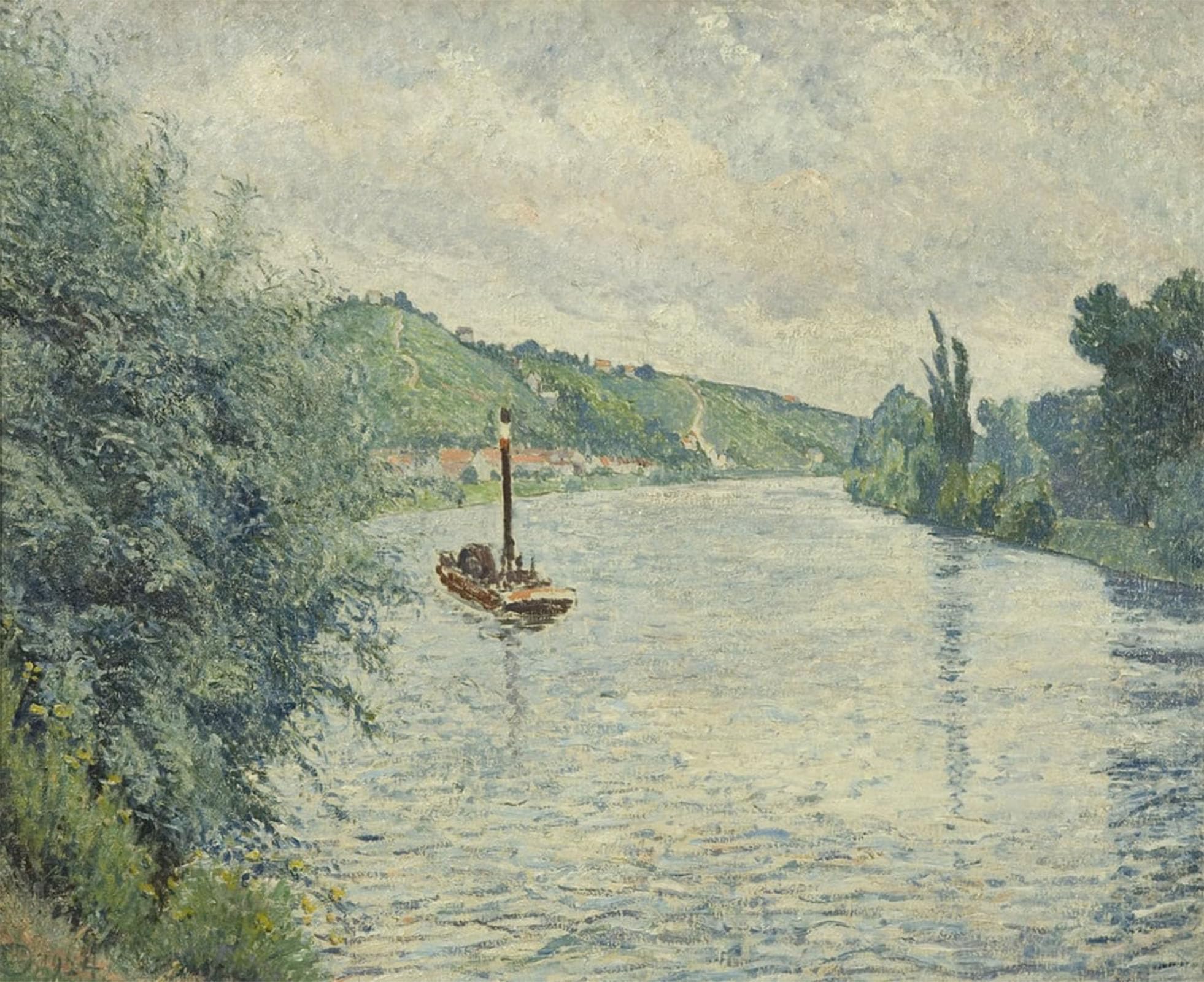 SERENDIPITP Vintage Picture Print on Canvas Wall Art Poster the Barge by Lucien Pissarro Artwork Print Poster for Wall Decor 60x90cm