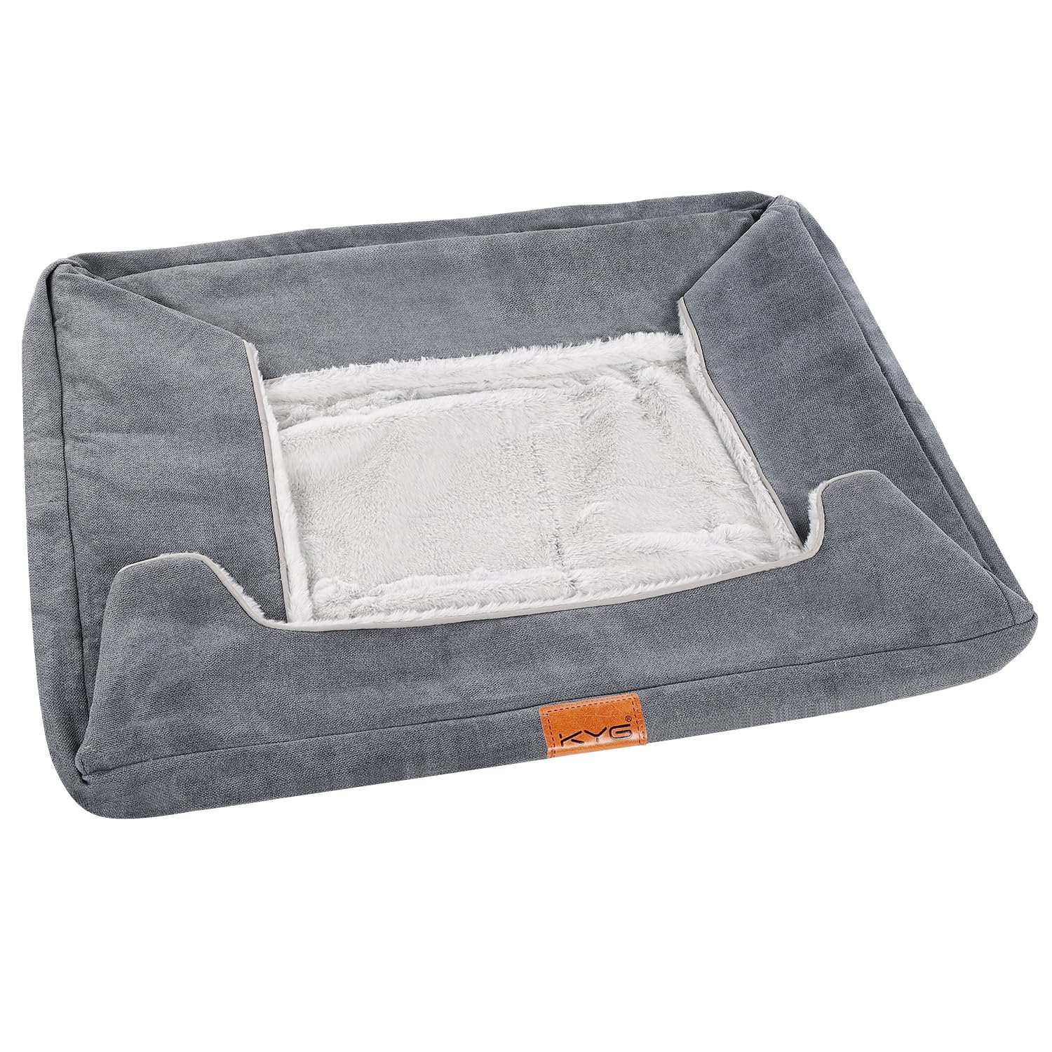 KYG Housse de rechange pour lit pour chien de taille L, convient uniquement au lit pour chien, blanc et gris