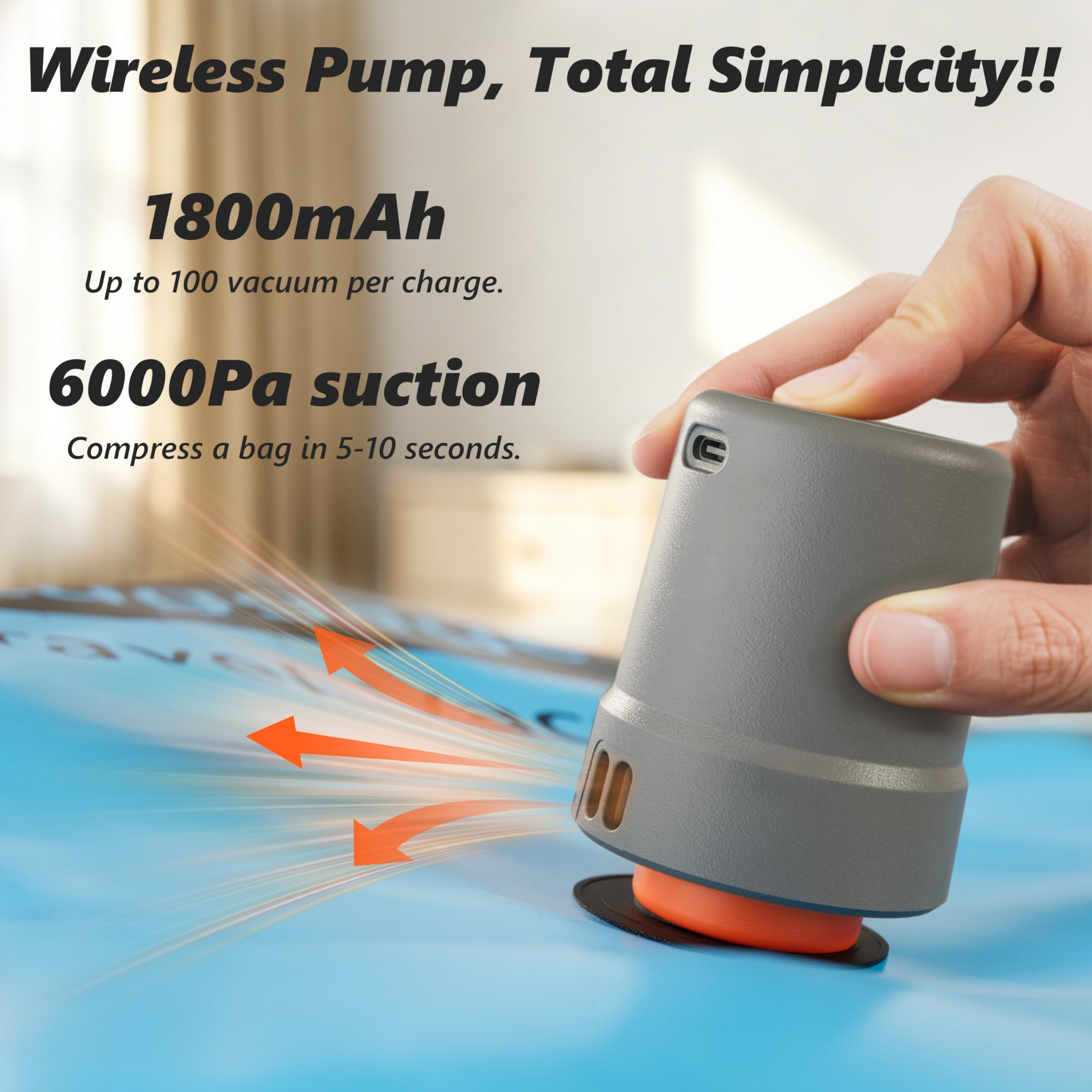 SUOCO Vakuumbeutel für Kleidung, Reisen, mit kabelloser Pumpe, 3 Größen (50,8 cm, 61 cm, 71,1 cm), Kompressions-Verpackungswürfel für Gepäck, Koffer, 16 Stück