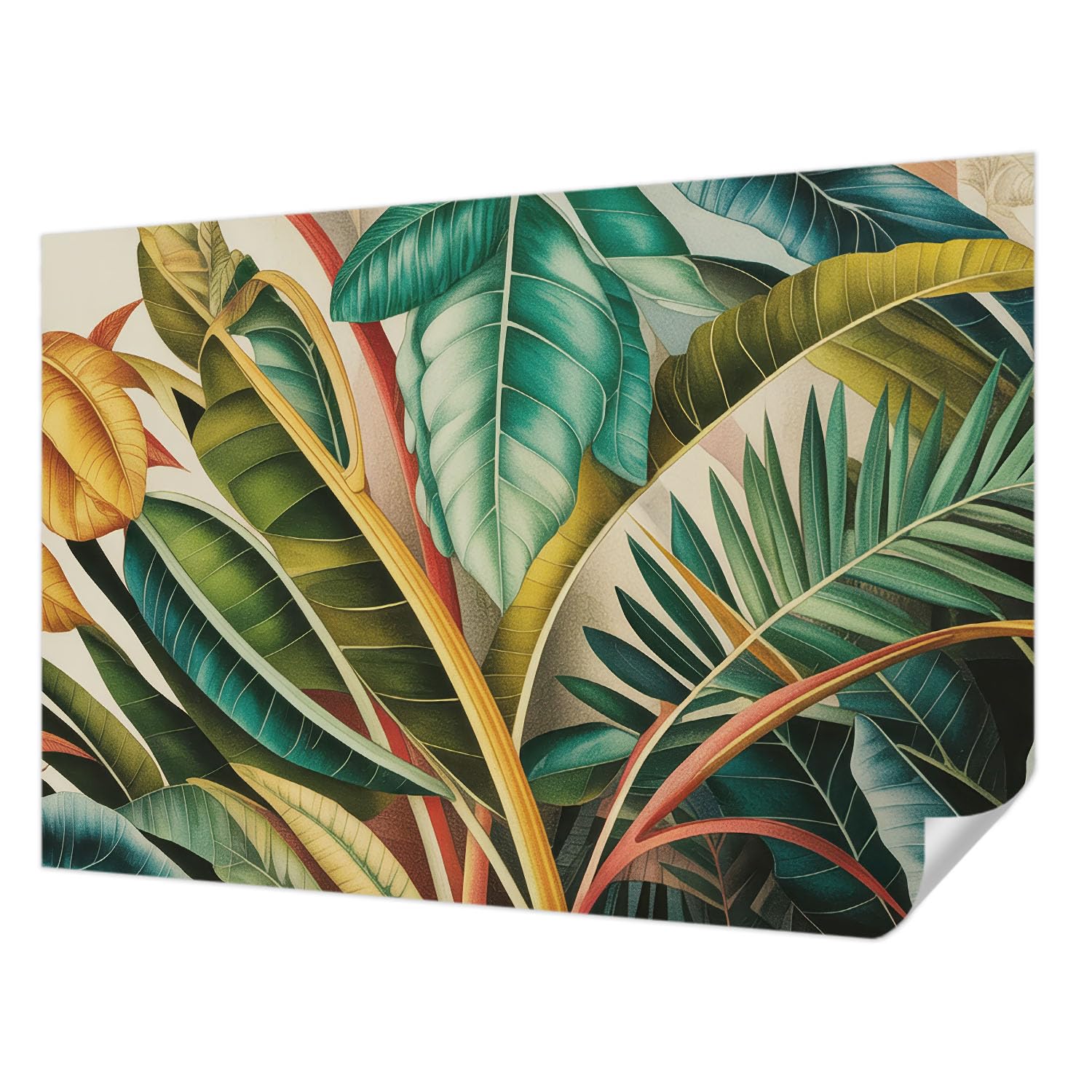 Papel tapiz autoadhesivo de hojas exóticas 152x104 cm para decorar paredes de salón