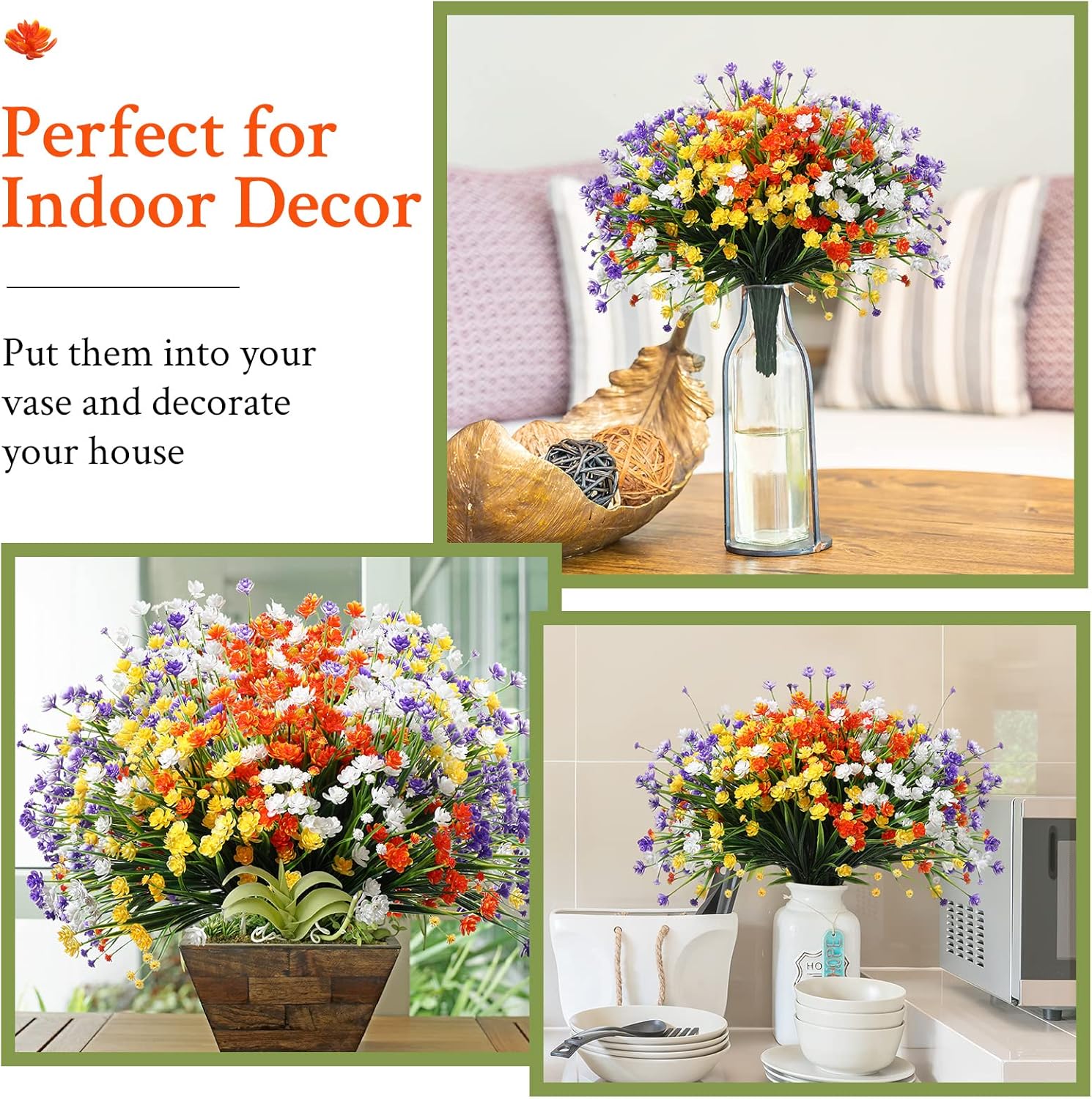 Hoteam 40 Bundles Outdoor Artificial Flowers UV Resistant Faux Outside Plants Flowers Fake Plastic Plants for Outdoor Spring Summer Seasons Decoration Shrubs Garden Porch Box(Colorful) - Image 4