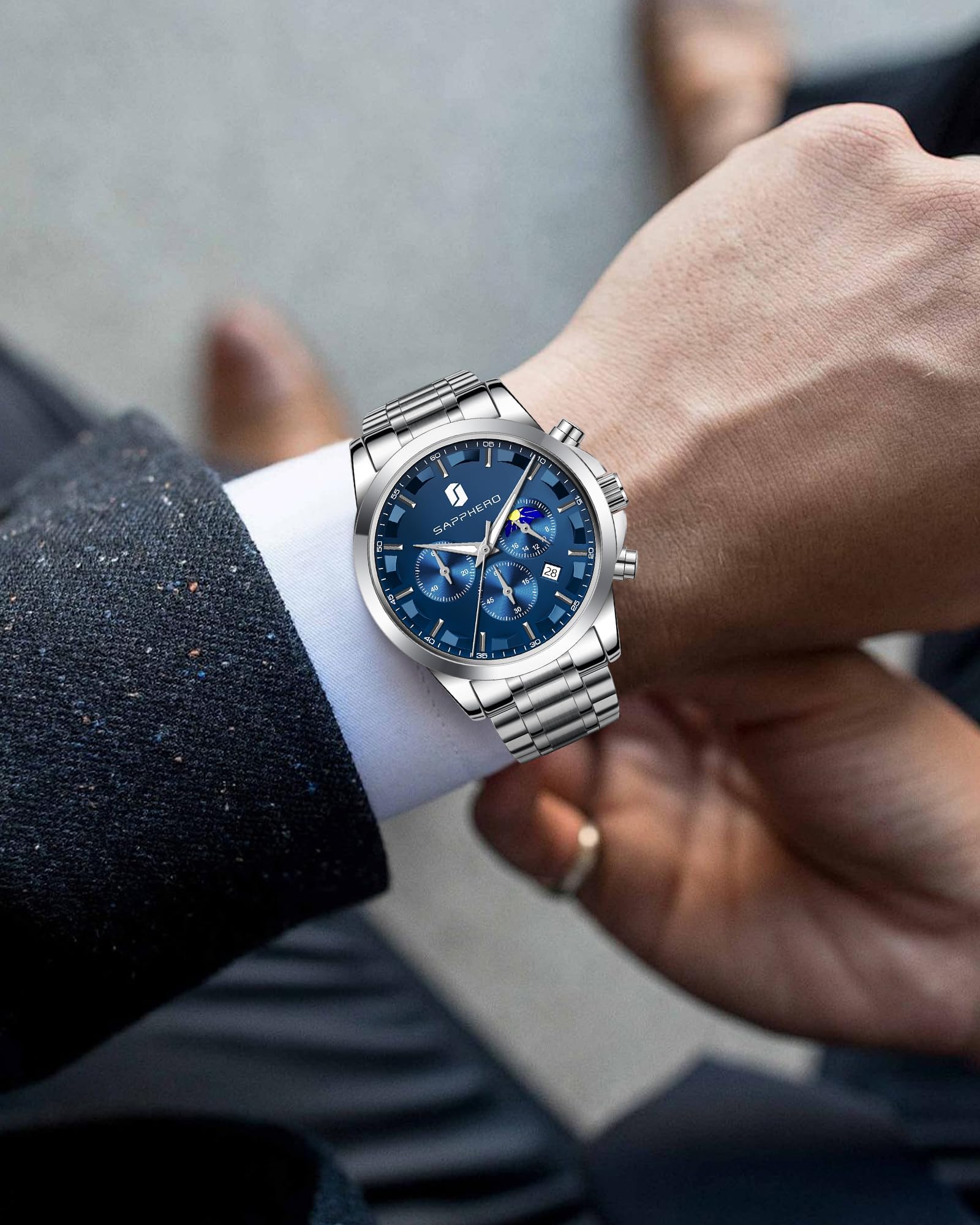 BENYAR by Relojes para Hombre Cronógrafo Indicación de Fecha 50M Reloj de Pulsera Impermeable Reloj de Pulsera clásico para Hombre Relojes analógicos de Cuarzo de Lujo Casual con Correa