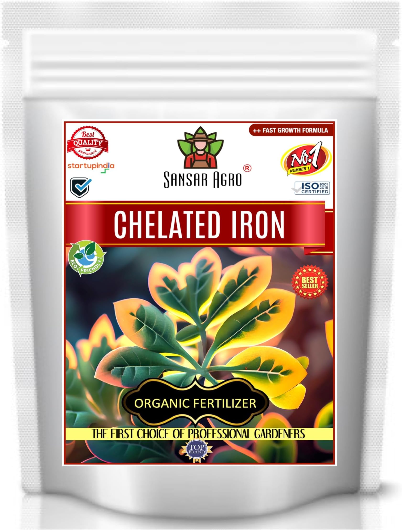 Sansar Agro® Chelated Iron, Powerful Essential Organic Fertilizer for Fast Growth of All Plants. (200 gm)
