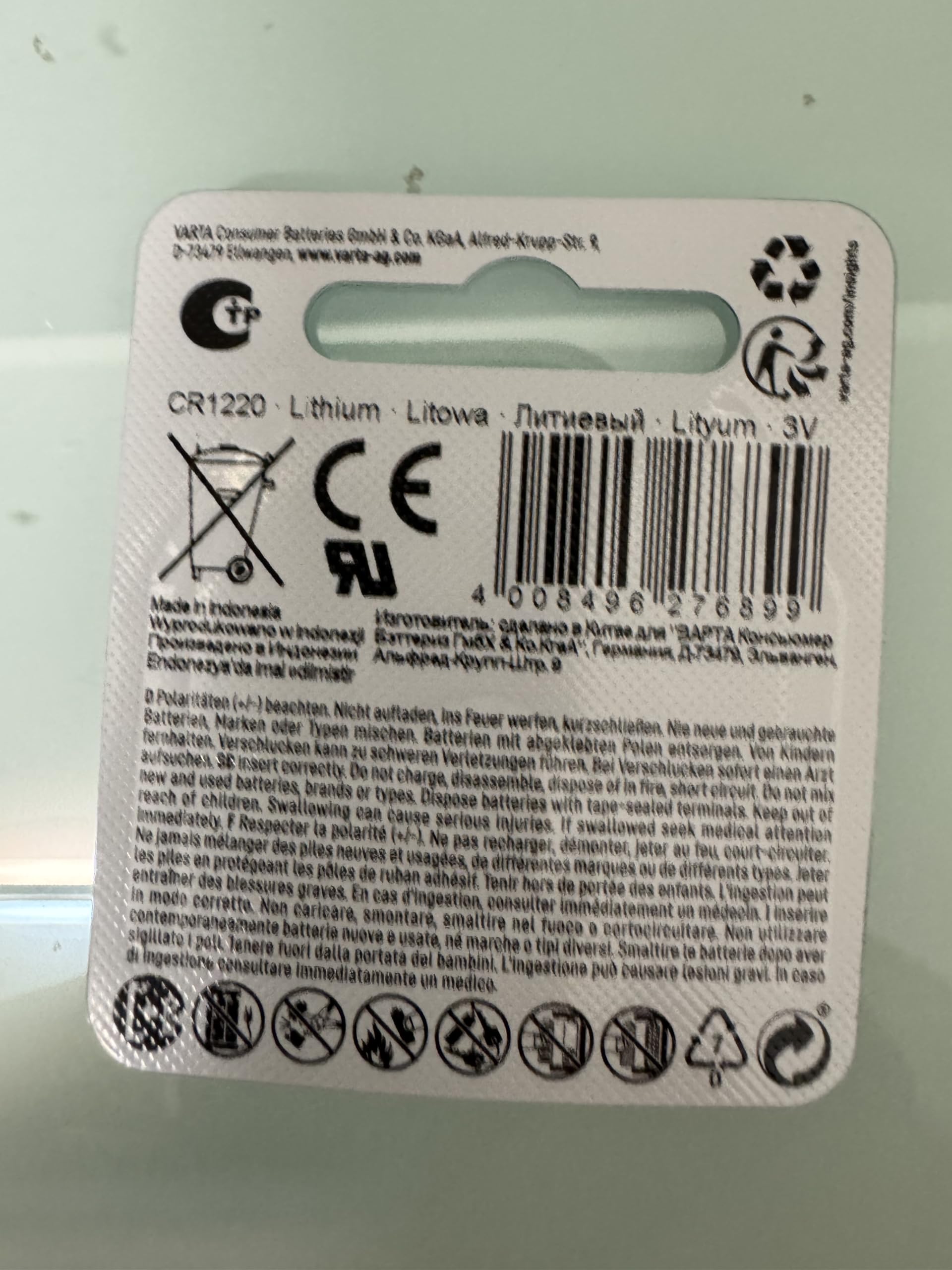 VARTA professional electronics type: cR1220 6220/tension: 3 v taille: 2 mm-di...
