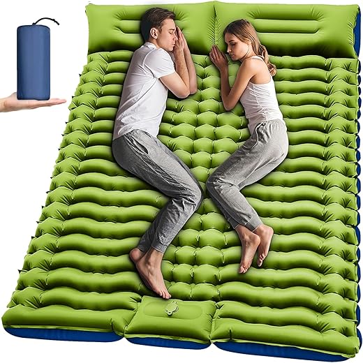 Self-Inflating 4" Thick Portable Camping Mat with Pillow & Built-in Foot Pump (Refurbished)