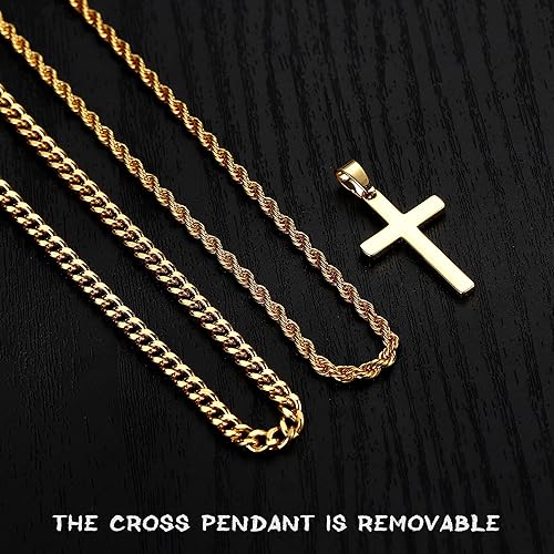 Miniatura 3 de Yooblue Collar de cruz para hombre, collar de cruz de acero inoxidable con colgante de cruz de acero inoxidable, joyería simple, regalo de cadena de