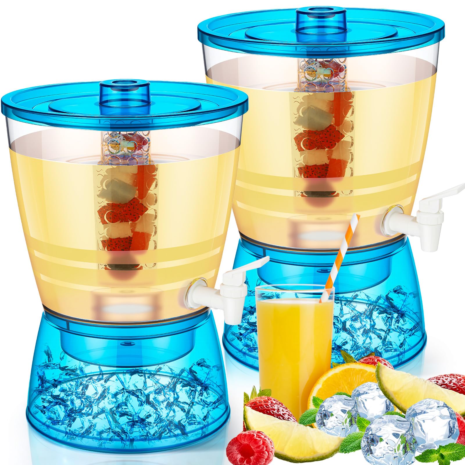 FillTouch Getränkespender mit Zapfhahn, 6,5 l, auslaufsicher, Wasserspender, Zitrone, Eissaft, Behälter für Hochzeitsfeier, 2 Stück