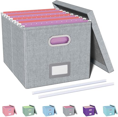 Oterri Organizador de archivos con tapa, caja de archivos colgante portátil para almacenamiento de cartascarpetas legales, oficina, decoración,