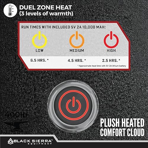 Miniatura 6 de Black Sierra - Silla de campamento con calefacción para adultos, asiento al aire libre de gran tamaño con acolchado de felpa, soporta 400 libras,