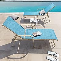 Vista 8 de Crestlive Products Silla de Tumbona de Exterior con Respaldo, Juego de Sillas de Piscina de 2, Tumbona de Bronceado Ajustable de Aluminio con 5