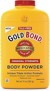 Gold Bond Medicated Talc-Free Original Strength Body Powder, Cooling, Absorbing, Itch Relief, 10 Ounce (Pack of 1)