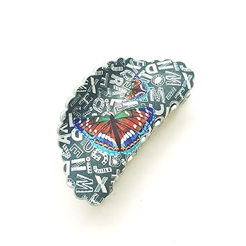 BIRDWARE Digital Print, Medium-Size Multi Color Imported Acrylic Material Stone Butterfly Hair Clips For Women (Pack of 1 Pc, design as per availability ) | Hair Clutchers
