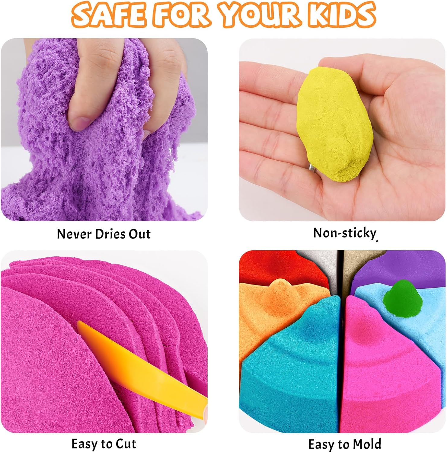 FlexiSand 11 lbs Moldable Self-Sticking Sand, Never Dries Out Fun for 3 Years and Up Kids Bulk Refill for Sensory Sand Box Toys, Ideal for Shaping, Squeezing and Rolling(5kg, Pink Shades)