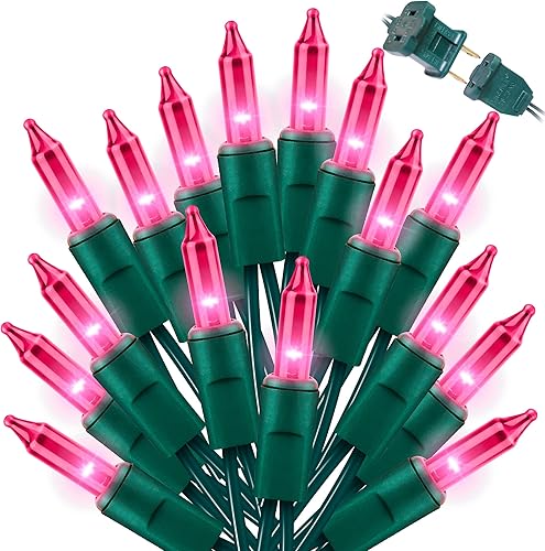 LAMPHOME Tira de luces de Navidad, 100 luces incandescentes en 19.6 pies, para interiores y exteriores, 120 V, certificación UL, mini luz para