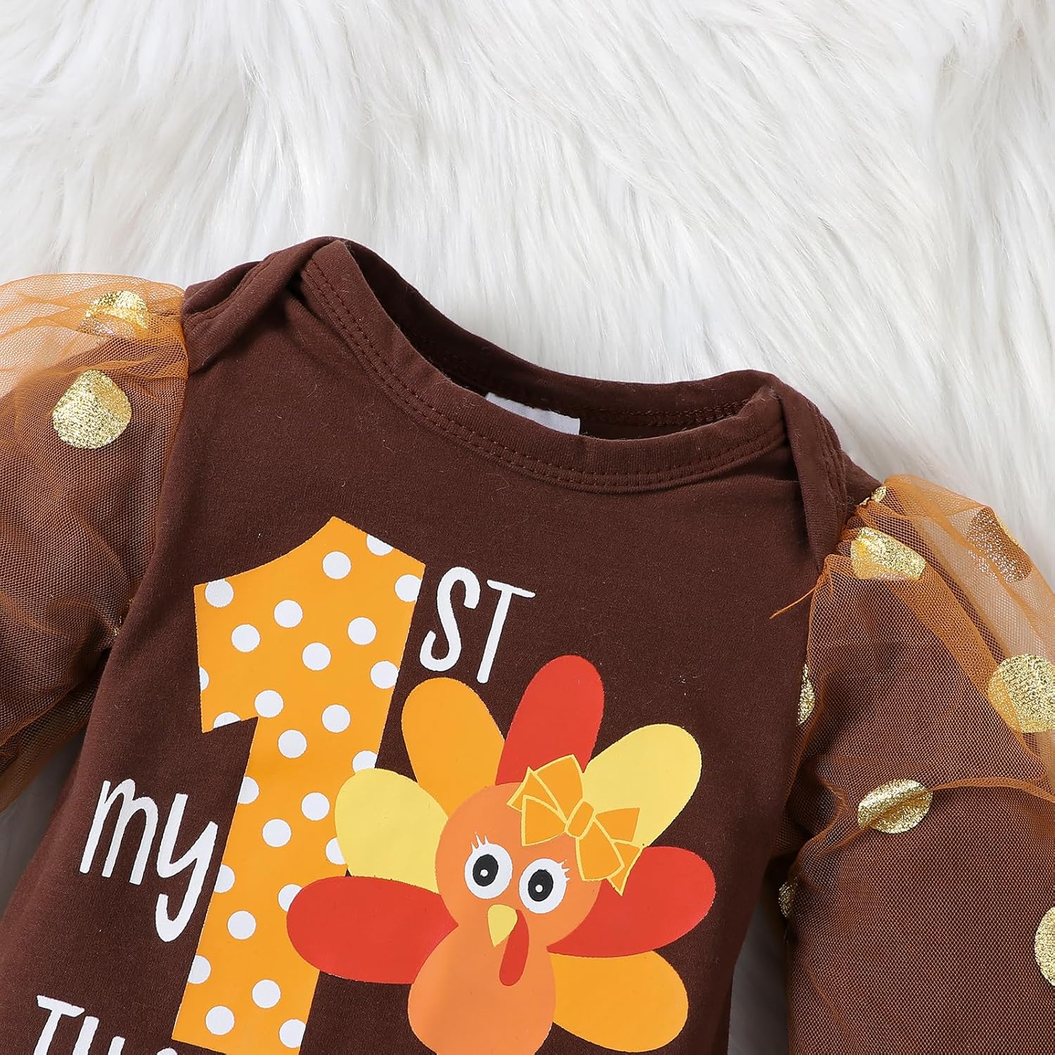Newborn Baby Girl My 1st Thanksgiving Outfit Romper Top + Pants with Headband Infant Girl Clothes Set - Image 7