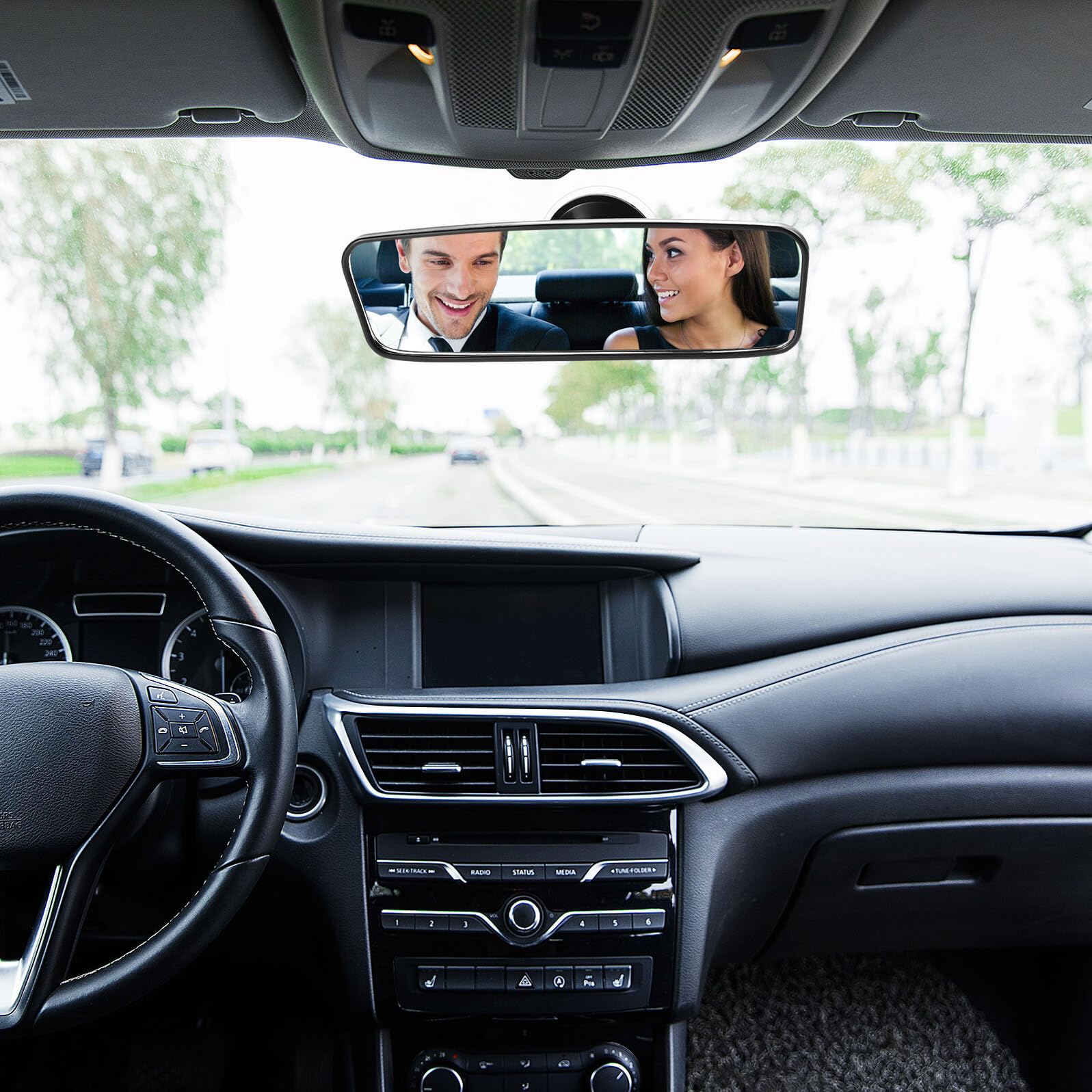 Espejo Rectangular para Coche Visión Amplia y Ventosa Ajustable para Ñiño y Niño en Asiento Trasero