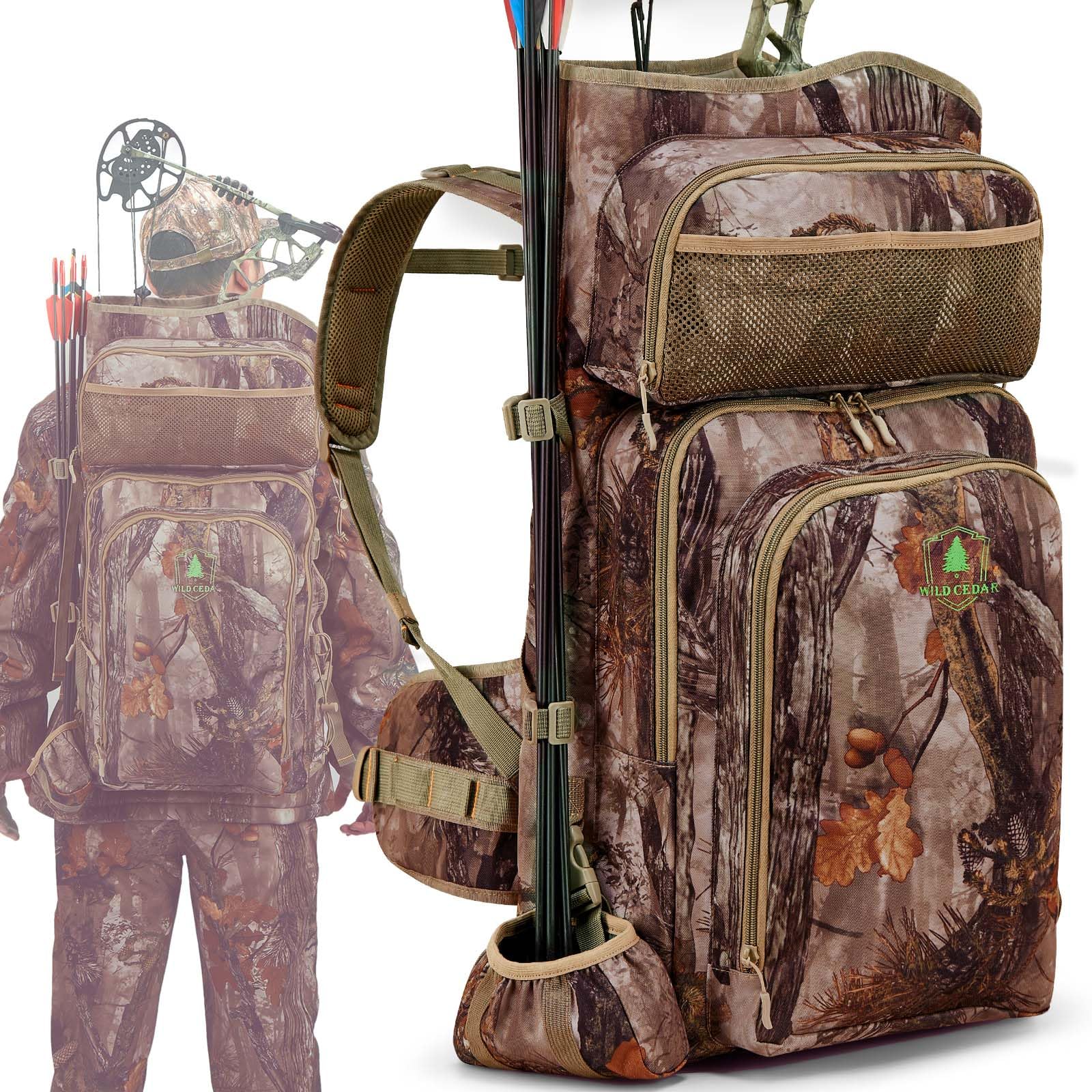 Bow Hunting Backpack for Men, Saddle Camo backpack with Bow Holder, Compound Bow Hunting Bag for Deer and Elk Hunting