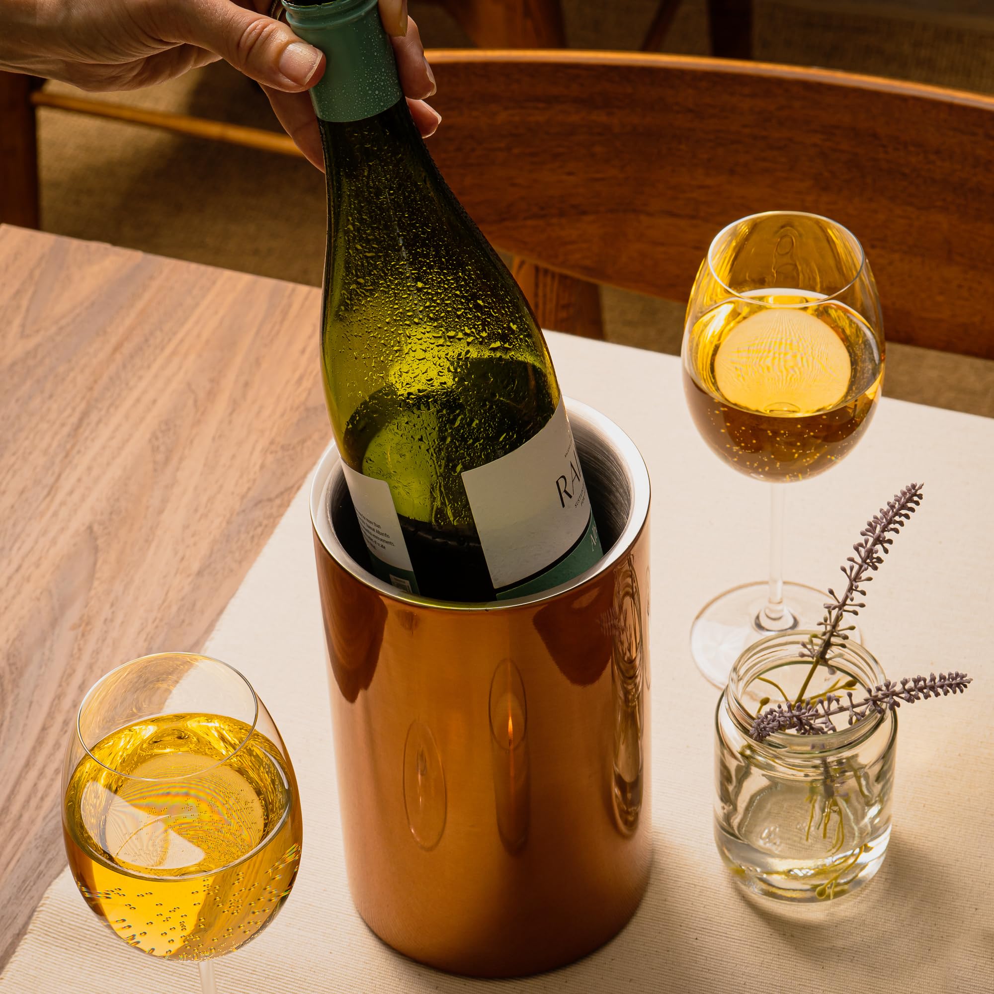 Secchiello Refrigerante Per Vino In Marmo - Elegante Portabottiglie Da Tavolo, 6x5x5 Pollici