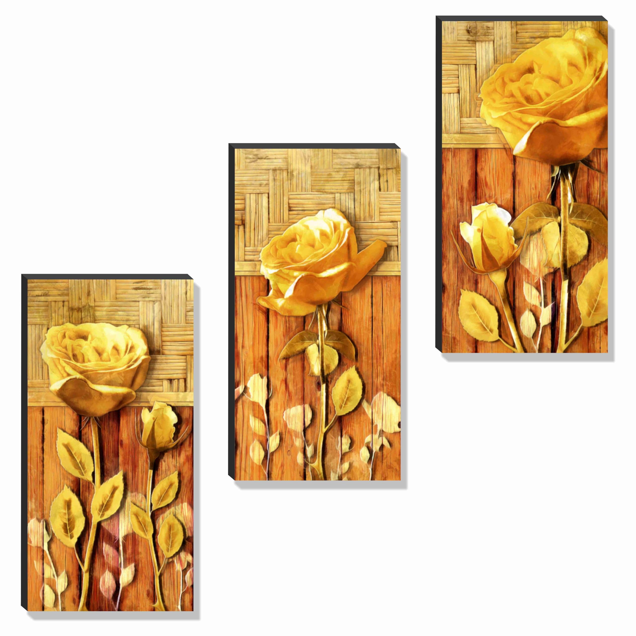 SAF Paintings Preety flower for Wall Decoration - Set Of 3, 3d modern art Painting for Living Room Large Size with Frames for Home Decoration, Hotel, Office 30 cm x 51 cm JC-12