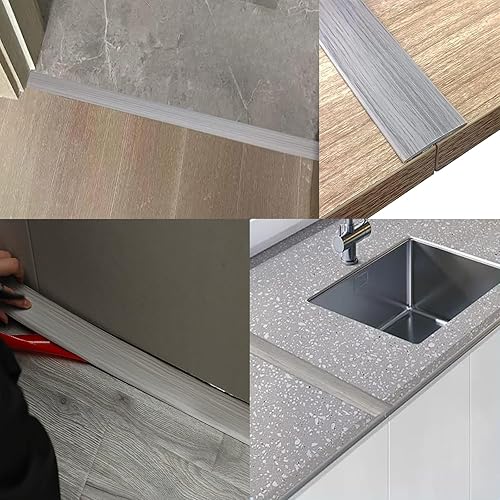 Miniatura 6 de Tira de transición de piso, tira de vinilo autoadhesiva para piso, tira divisora plana de piso de 10 x 2 pulgadas para unir huecos del piso,