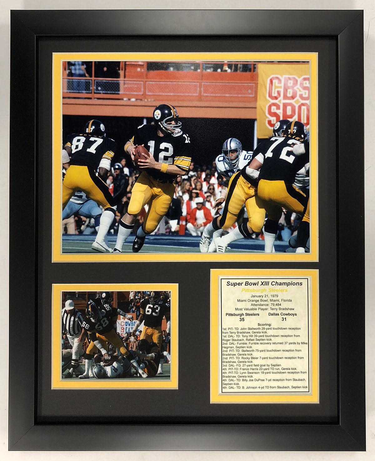 Legends Never Die NFL 1978 Pittsburgh Steelers Super Bowl XIII Champions Framed Double Matted Photos, 12" x 15"