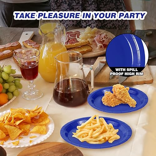 Miniatura 83 de Platos de papel desechables rojos, 50 platos llanos de 9 pulgadas a granel para suministros de fiesta, platos de fiesta de colores y resistentes