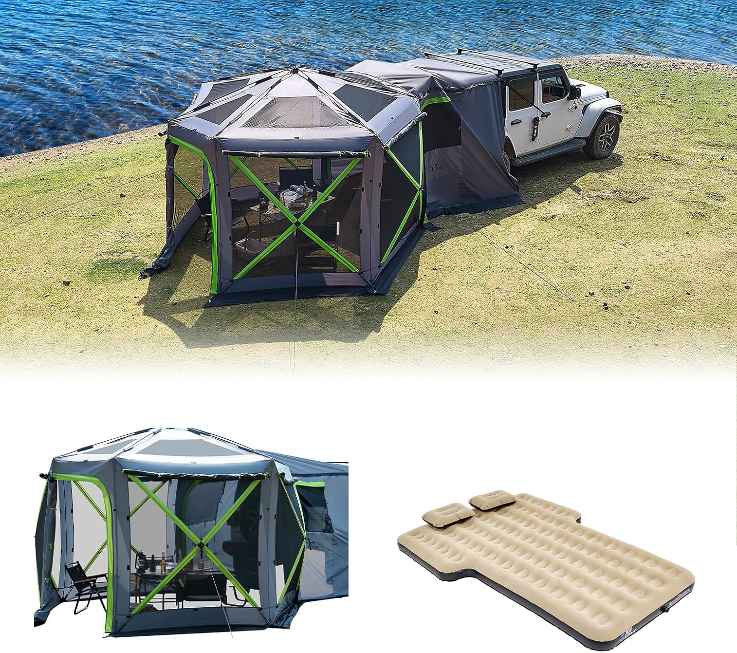 Dual-Use Pop up SUV Tent + Small SUV Air Mattress