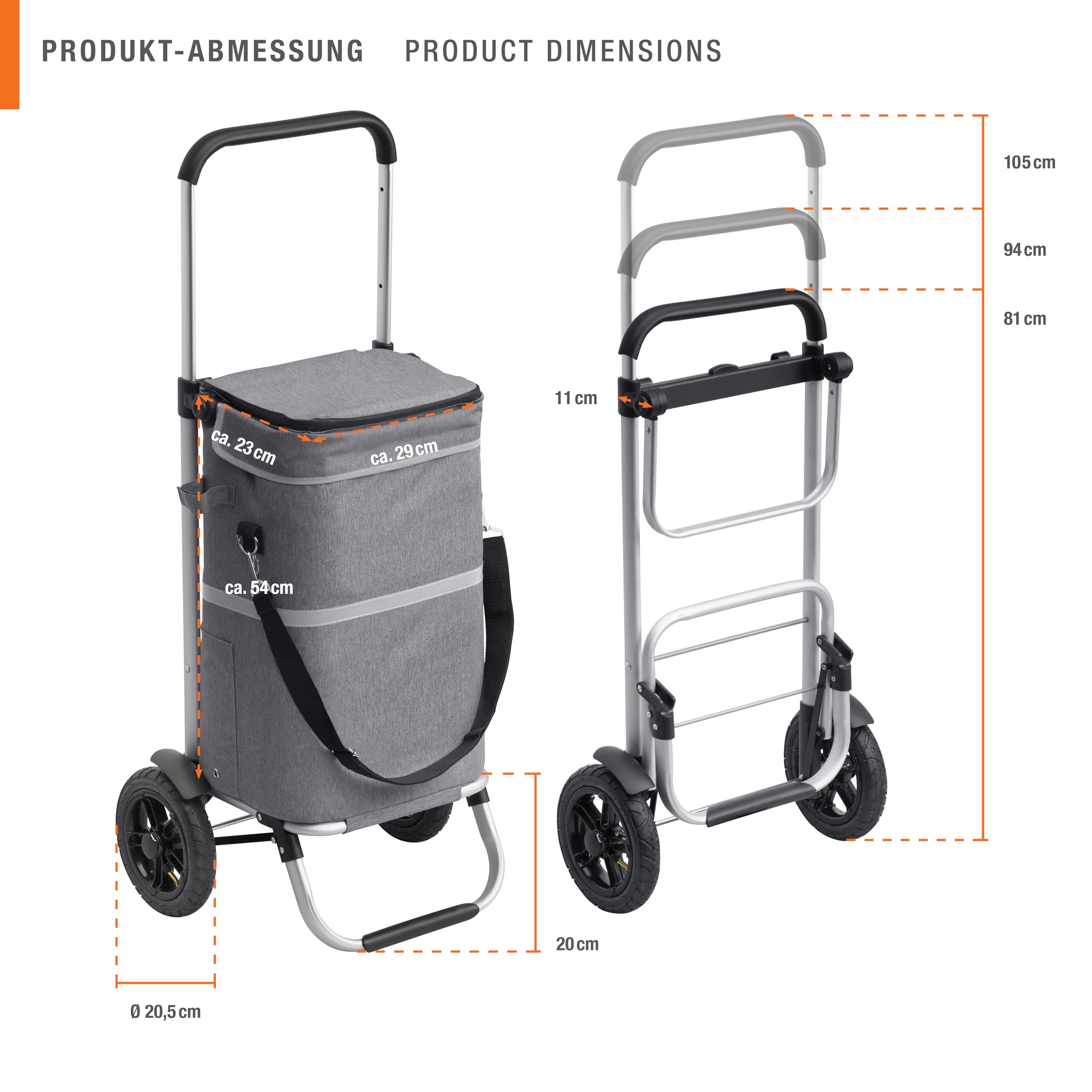 Trolley Per La Spesa Pieghevole 40L | Ruote Extra Large 21cm, Telaio In Alluminio, Borsa Impermeabile Rimovibile, Carrello Per La Spesa Pesante - 2