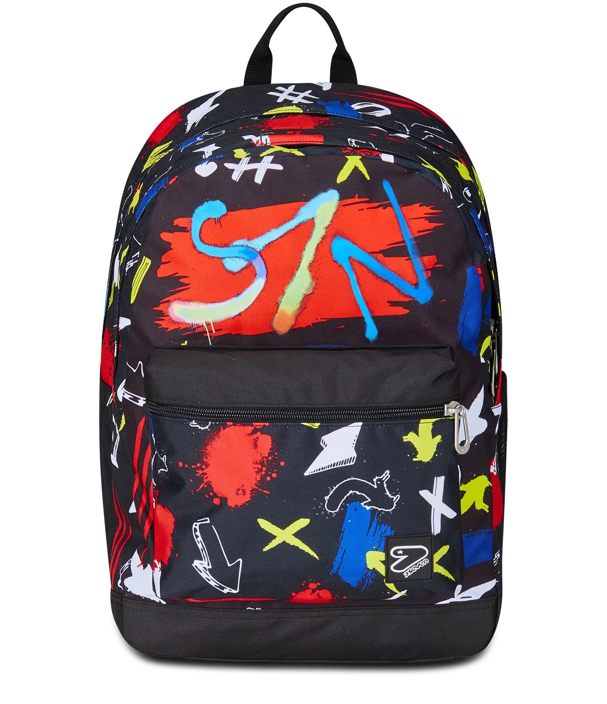 Seven Plecak szkolny Pro XXL Reversible Detach The Double, GraffitiLoad, czarny czerwony, 3 plecaki w 1, podwójna komora z bezprzewodowymi słuchawkami, kieszenią na PC i kieszenią na butelkę, średni
