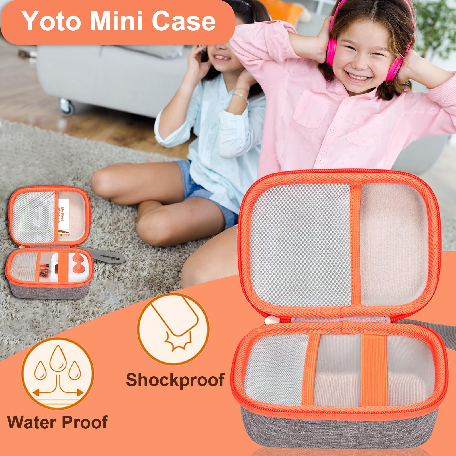 Klawdsky Case Compatible with Yoto Mini Kids Audio & Music Player,Travel Storage Holder for Children’s Speaker Plays Audiobook Cards Radio,Hard Carrying Case for Yoto Mini Accessories